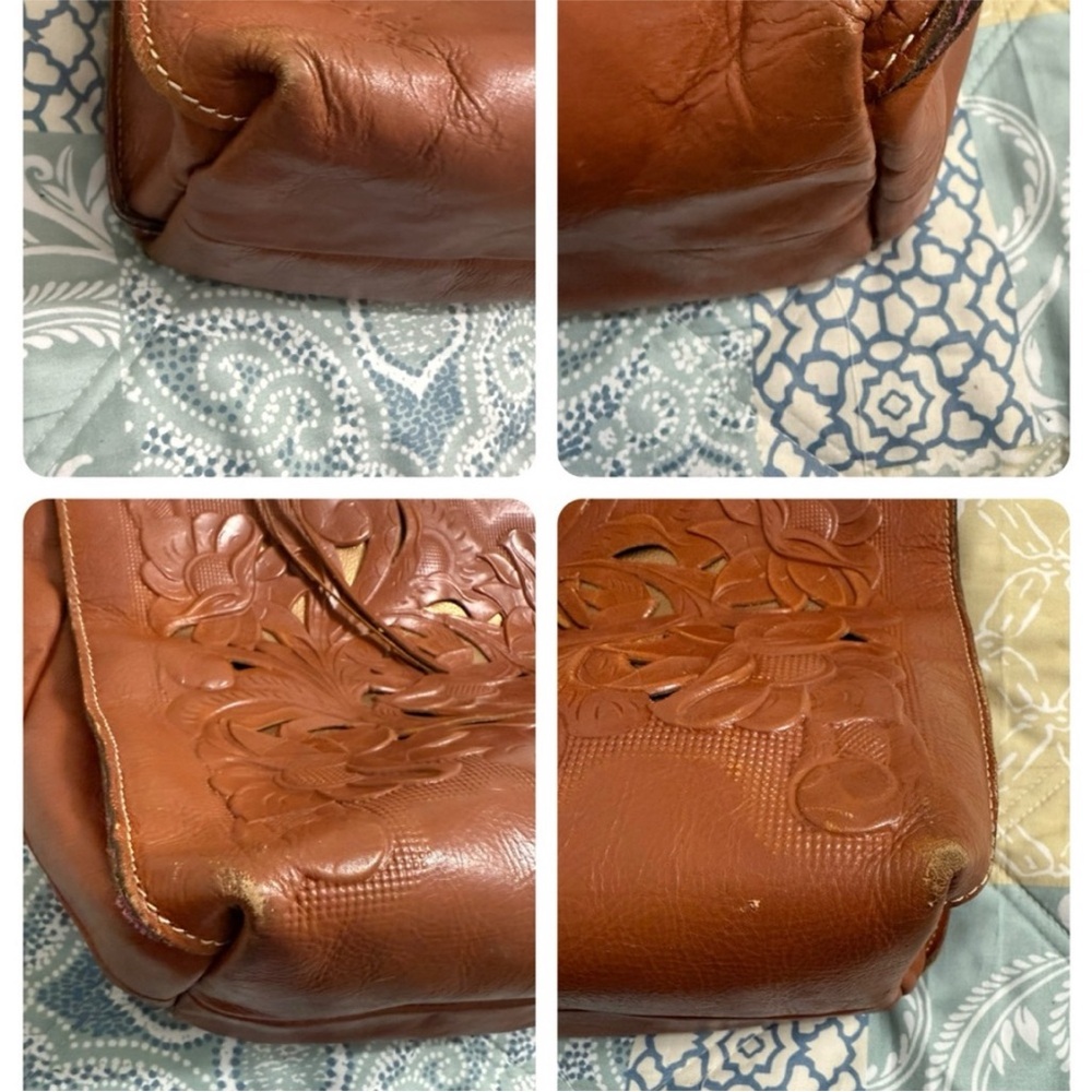 Patricia Nash Cut Out Tooling Collection Cavo Tote Cinnamon Leather - Picture 7 of 11